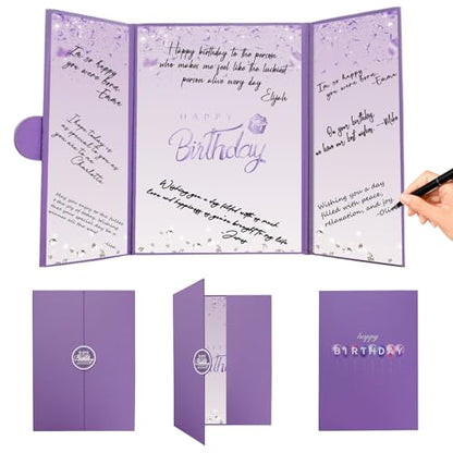 Crenics Purple Birthday Guest Sign in Book Alternative 12" x 18" - color: Purple