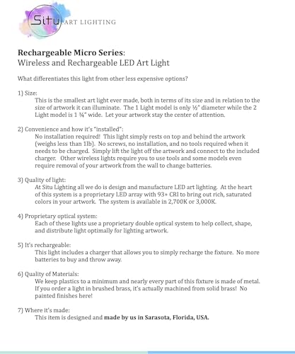 Rechargeable Micro Series Wireless LED Picture Light - color: Silver, size: Standard 11" (Artwork up to 24"W x 30"T)