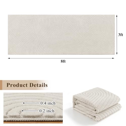 U'Artlines 3x8 Ft Hallway Runner Rug, Washable Neutral Beige Modern - size: 3' x 8' (Rectangular)