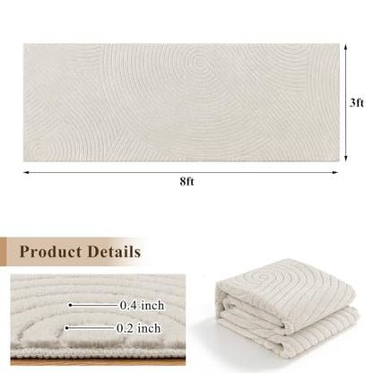 U'Artlines 3x8 Ft Hallway Runner Rug, Washable Neutral Beige Modern - size: 3' x 8' (Rectangular)