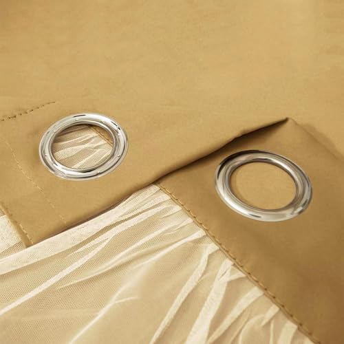 INLINAS Blackout Curtains with Sheer Overlay, Gold, 52x108 Inches - color: Gold, size: 52"W x 108"L (Pack of 2)