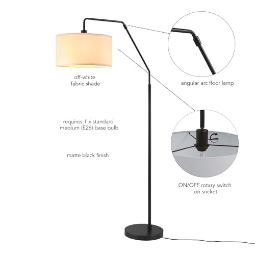 Globe Electric 65" Matte Black Floor Lamp with White Fabric Shade - color: Matte Black, White Shade (65")
