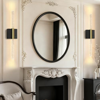 Battery Operated Sconces Set of 2, 28in Rechargeable Wireless Wall Lights - color: Black