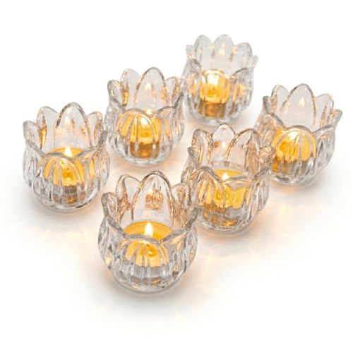 Tulip Votive Candle Holders Set of 6, Glass, Clear - color: Clear - Set of 6