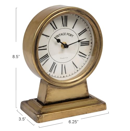 Creative Co-Op Decorative Metal Mantel Clock, Gold Finish - color: Gold Finish