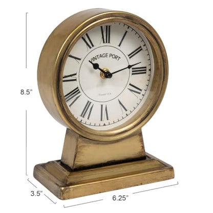 Creative Co-Op Decorative Metal Mantel Clock, Gold Finish - color: Gold Finish