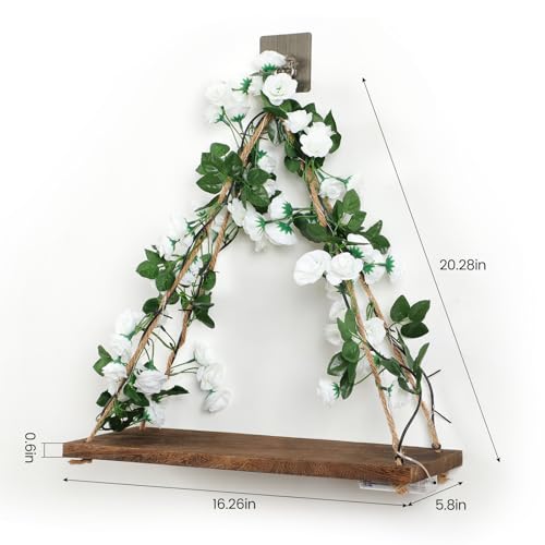 Floating Shelves for Wall,Hanging Shelves,Room Decor,Wall Decor,Boho Decor - color: White Flower