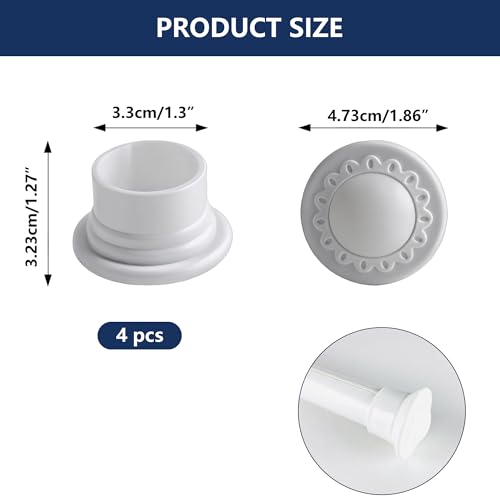 4 Pack Curtain Rod Finials for 1.1 Inch / 28mm Rods - Plastic Curtain Rod Ends Cap, Modern Decorative Drapery Pole End Plugs for Home Office Window Hardware (White) - color: White