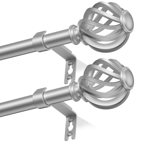 Silver Decorative Curtain Rods for Small Windows, 2 Pack 28-48 Inch,Metal - color: Silver, size: 28-48''(2 Pack)