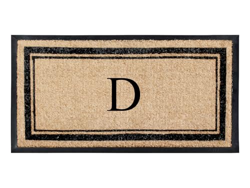 A1 HOME COLLECTIONS Natural Coir & Rubber Hand-Flocked Monogrammed Doormat - Heavy Duty Anti-Shedding Front Door Mat, Thick & Durable Entrance Mat - D, 24" x 48" - color: D, size: 2' x 4' (Rectangular)