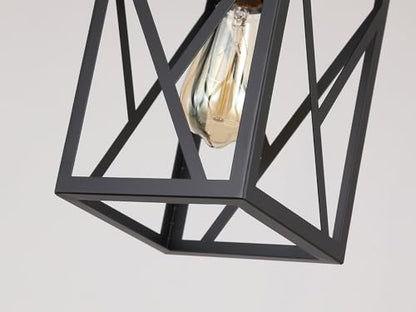 Rustic Farmhouse Metal Pendant Light Fixture One-Light Adjustable Rods Modern Metal Lantern Cage Small Pendant Lighting for Kitchen Island Sink Hallway Bathroom Bar Farmhouse, Black - size: Small 1 pack