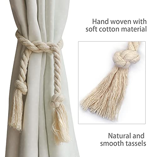 8 Pack Curtain Ties, Outdoor Curtain Tiebacks, Natural Cotton Curtain Holders, Village Rural Rustic Curtain Holdbacks, Nautical Curtain TieBacks Rope for Patio Drapery Pergola Drapes, Beige - color: Beige Rope 8 Pack