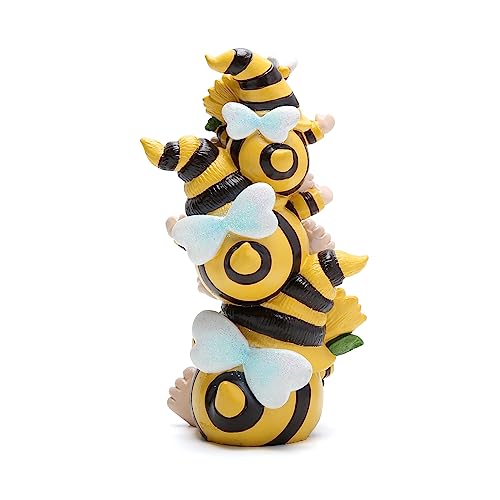 Hodao Stacked Bee Gnome Figurine Resin Sunflower Farmhouse Decor Indoor - style: Stacked Bee Gnome