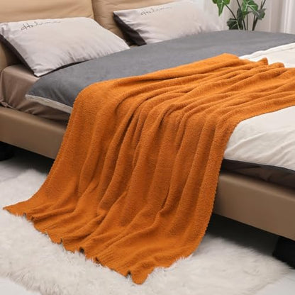 bearberry Knit Throw Blanket 60x80 Caramel Super Soft Plush for Couch - color: Caramel, size: Twin(60″x80″)