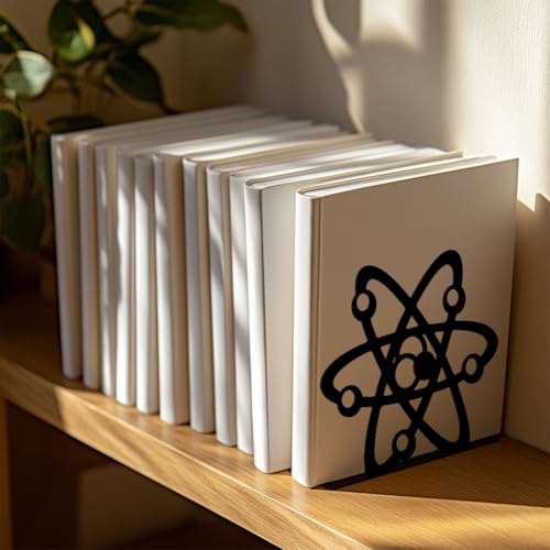 Peacoblue 5.3"x4.3"x6.1" Metal Bookends, Heavy Duty Book Ends for Shelves - style: Atom