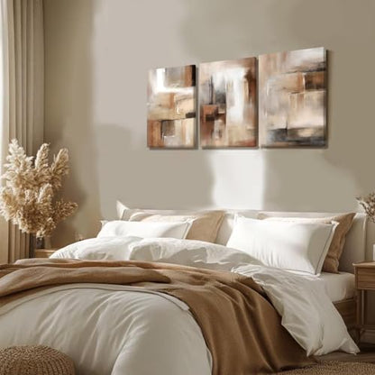 LYYGLYY 3Pcs Framed Brown and Black Canvas Wall Art 16x24 Inches - color: Brown Relief Sculpture, size: 16x24 Inches