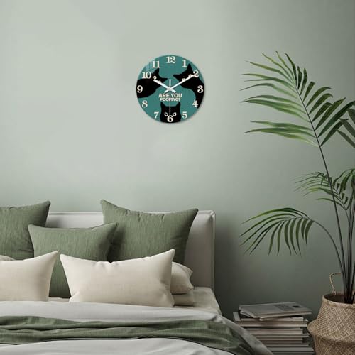 XNM 14 Inch Modern Black Cat Glass Wall Clocks Battery Operated - color: Black1, size: 14 Inch