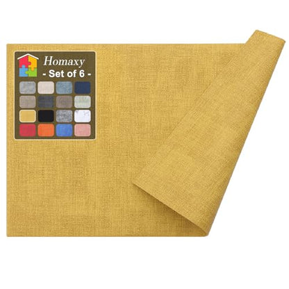 Homaxy PU Faux Leather Placemats for Dining Table, Set of 6, Yellow - color: Yellow