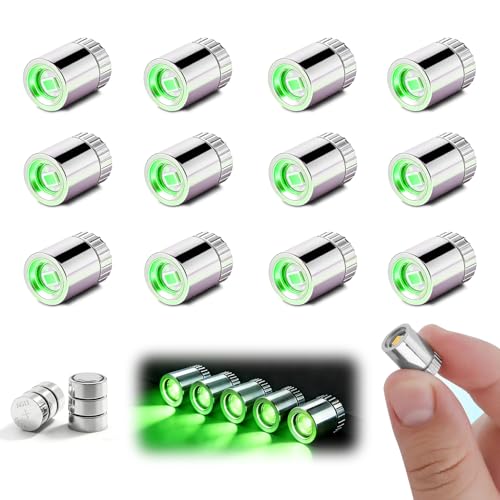 Aogist 12 PCS Green Mini LED Spot Lights, Battery Operated Tiny SMD Lamps - color: Green, size: 12