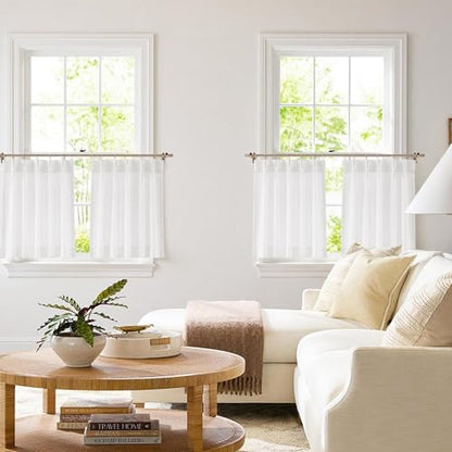 Vision Home White Pinch Pleated Tier Curtains 24 inch - color: White/Pinch, size: 25"W x 24"L (Pack of 2)