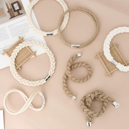 NICEEC 2 Pack Natural Cotton Rope Curtain Tiebacks Elegant Boho Style Magnetic Drape Tie Backs Soft Hand-Woven Rope Curtain Holdbacks for Home & Office Drapery (Cotton rope-01) - color: Cotton Rope-01, size: 2 Pack