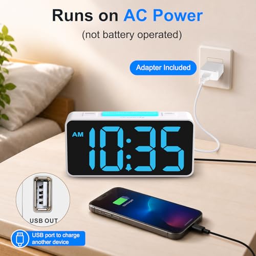 DreamSky Small Digital Alarm Clock with Night Light for Kids Bedroom - color: Pure White Case Rgb Digits