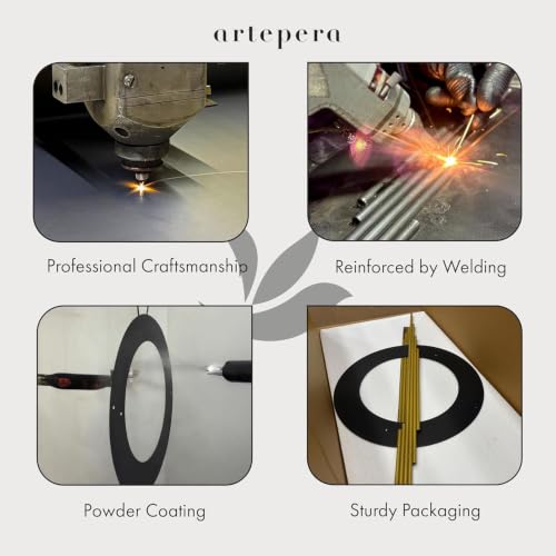 ARTEPERA 3D Metal Wall Art Black Gold Geometric Sculpture Decor 39x19