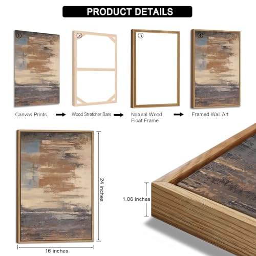 Large Framed Canvas Wall Art, Abstract Colorful Painting Picture, 16"X24"X3 - color: Sepia, size: 16" X 24" X 3pieces Framed