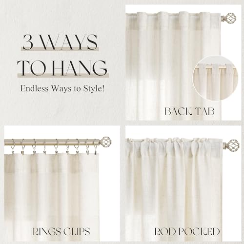 Jowels Natural Linen Curtains 54 Inch Long 2 Panels for Living Room - color: Natural, size: 40"W x 54"L (Pack of 2)