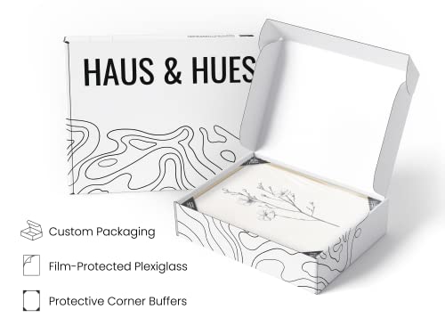 HAUS AND HUES 그레이 플로럴 월 아트 - 벽 빈티지, 식물 프린트, 실내 미적, 농가 욕실, 소박한 예술을 위한 흑백 꽃 그림 4개 세트 (베이지 프레임, 40.6x50.8cm(16x20인치)) - color: 앤티크 플라워 드로잉, size: 16 x 20, style: 베이지 프레임