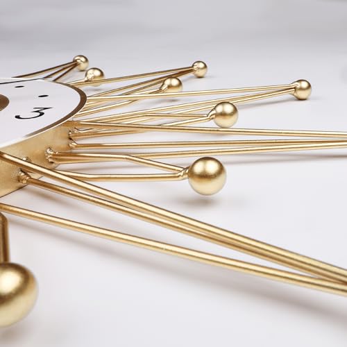 Lafocuse 23 inch Metal Large Gold Starburst Wall Clock Mid Century Art Deco