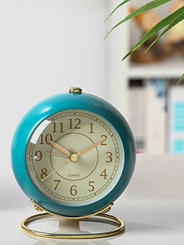 SHISEDECO Small Tableclocks Classic Non-Ticking Tabletop Alarm Clock - color: Blue(lake Blue)