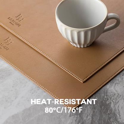 Baroyal Faux Leather Placemats Set of 4 Vinyl Washable Wipeable Table Mats for Kitchen Dining Table Heat Resistant Waterproof Indoor/Outdoor Placemats Non-Slip Easy Clean Place Mats (British Khaki) - color: B-british Khaki