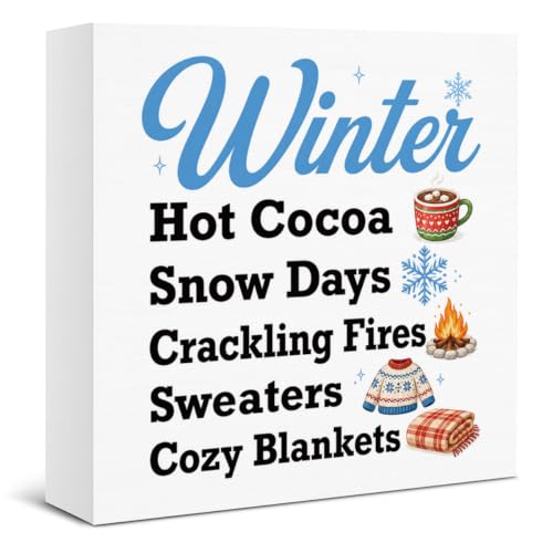 Winter Christmas Decorations, Seasonal Holiday Wooden Sign Decor 5x5 Inch - color: Tub-6