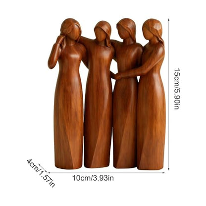4 Sisters Friendship Resin Figurines Statue - Friend Birthday for Women | Resin Friendship Decoration | Statue Decor | for Display Desk Bedside Workplace Living Room Tea Table Dorm Apartment