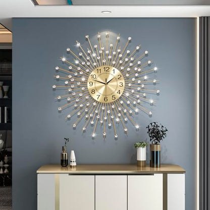 Extra Large Wall Clocks for Living Room Big Modern Clock Silent - color: Gold, size: 28 inch
