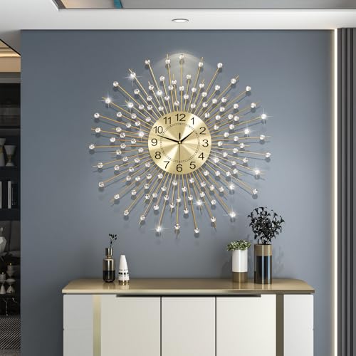 Extra Large Wall Clocks for Living Room Big Modern Clock Silent - color: Gold, size: 28 inch