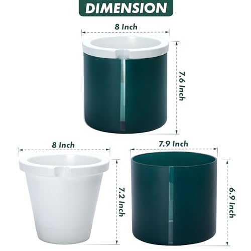 D'vine Dev Self Watering Terracotta Pot, Teal Glass Cup, 8 in, 37-X-C-5 - color: Teal, size: 8 Inch