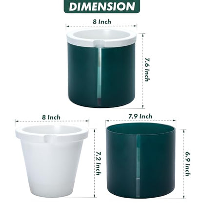 D'vine Dev Self Watering Terracotta Pot, Teal Glass Cup, 8 in, 37-X-C-5 - color: Teal, size: 8 Inch