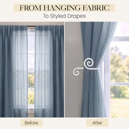 RTZEN Metal Curtain Tiebacks, Drapery Holders for Wall, 2 Pcs - size: Large, style: Swirly - W