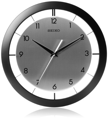 SEIKO 11 Inch St James Brushed Metal Wall Clock, Black - color: Black