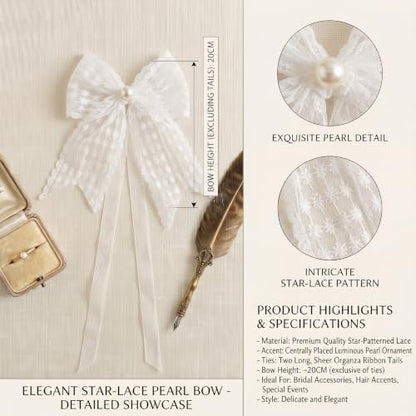 White Lace Bow Curtain Tiebacks 6-Pack, Vine Floral Curtain Holdbacks - color: White Star Flower