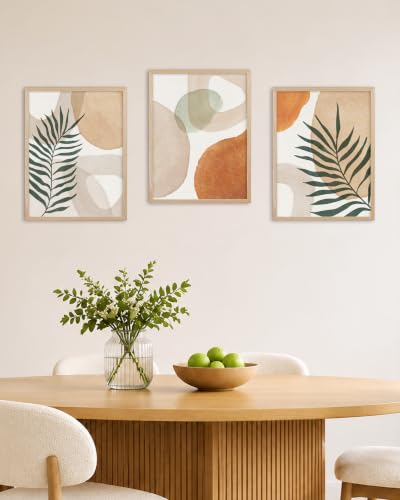 HesenDot Natural OAK Wood Organic Botanical Leaf Framed Wall Art,12x16in - color: Abstract Neutral Leaf