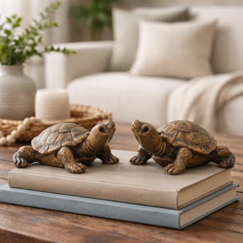 2-Pack Mini Turtle Figurines, Outdoor Resin Garden Statues
