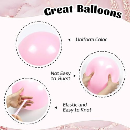 60pcs Pink and Gold Balloons 12inch with Metallic Gold Confetti Balloons - color: Pink White Gold