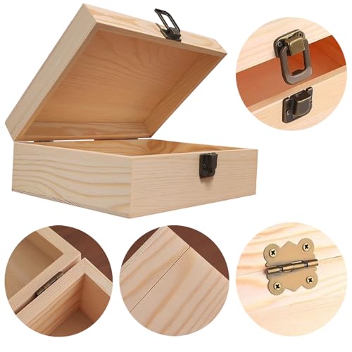 Wooden Box 8.26x6x3 Small Natural Craft Storage Jewelry Keepsake Gift Box
