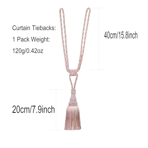 BEL AVENIR 2 Pack Curtain Tiebacks Tassel Drapery Tie-Backs Rope Holdbacks - color: Pink, size: 2 Pack
