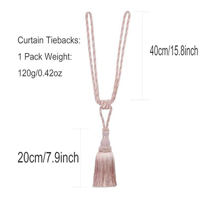 BEL AVENIR 2 Pack Curtain Tiebacks Tassel Drapery Tie-Backs Rope Holdbacks - color: Pink, size: 2 Pack