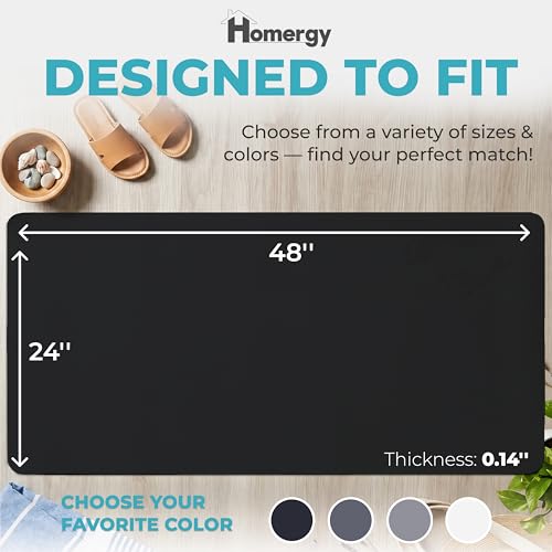 Homergy Bath Mat for Bathroom Non Slip, Quick Dry, 24x48 in, Black - color: Black, size: 24" x 48"
