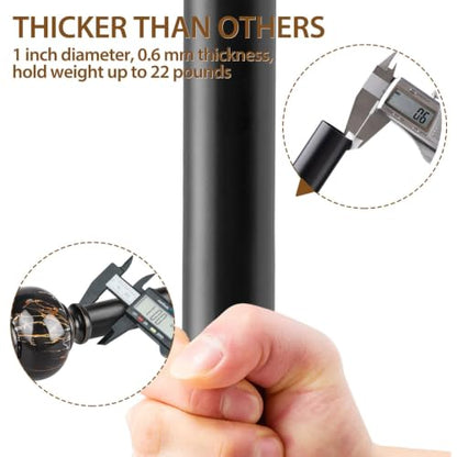 KAMANINA 1 Inch Curtain Rods 32 to 58 Inch, Black Adjustable Drapery Rods - color: Black, size: 32-58"
